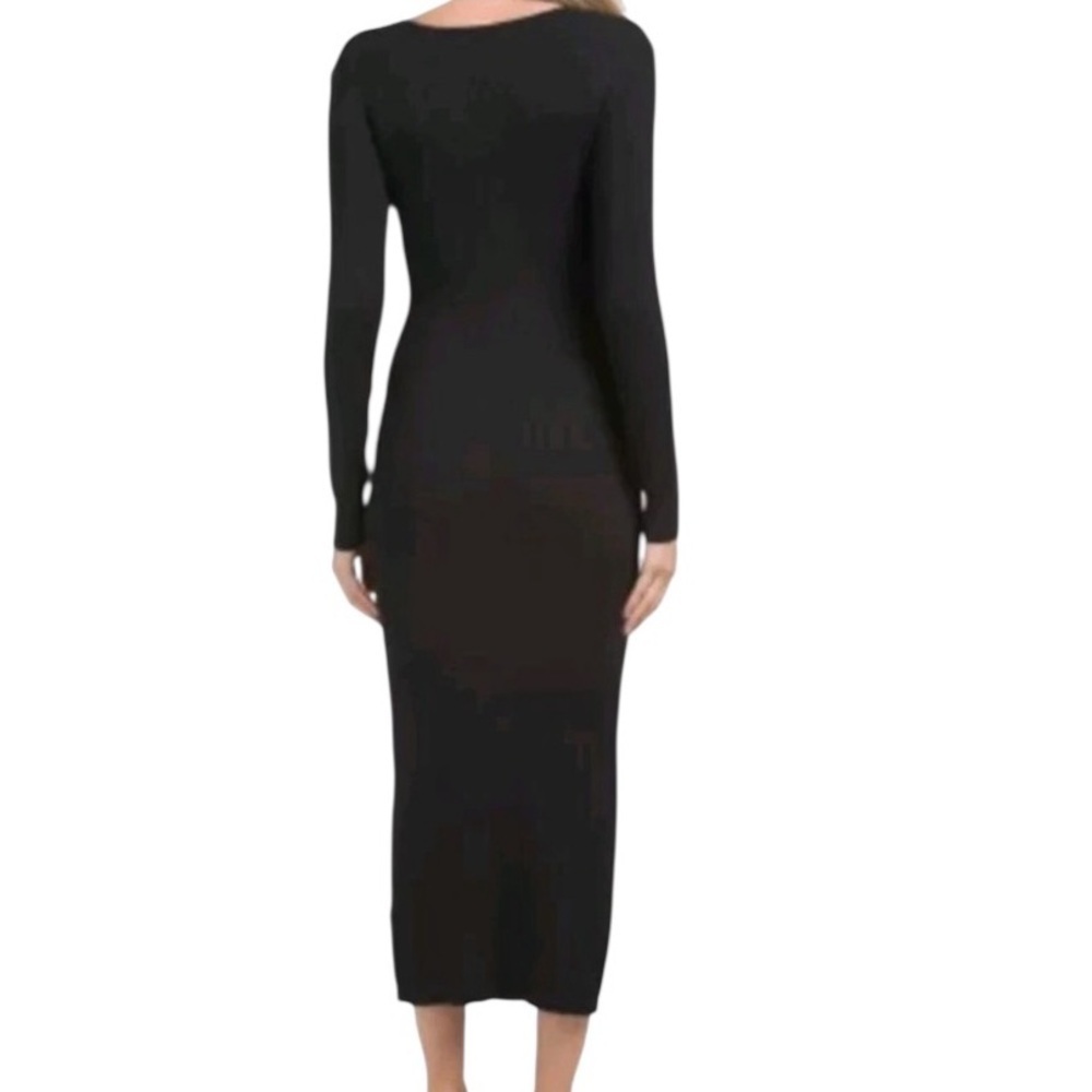House of Harlow 1960 Sheath Midi Dress Black Cut Out Ribbed Knit Size M - Picture 3 of 11